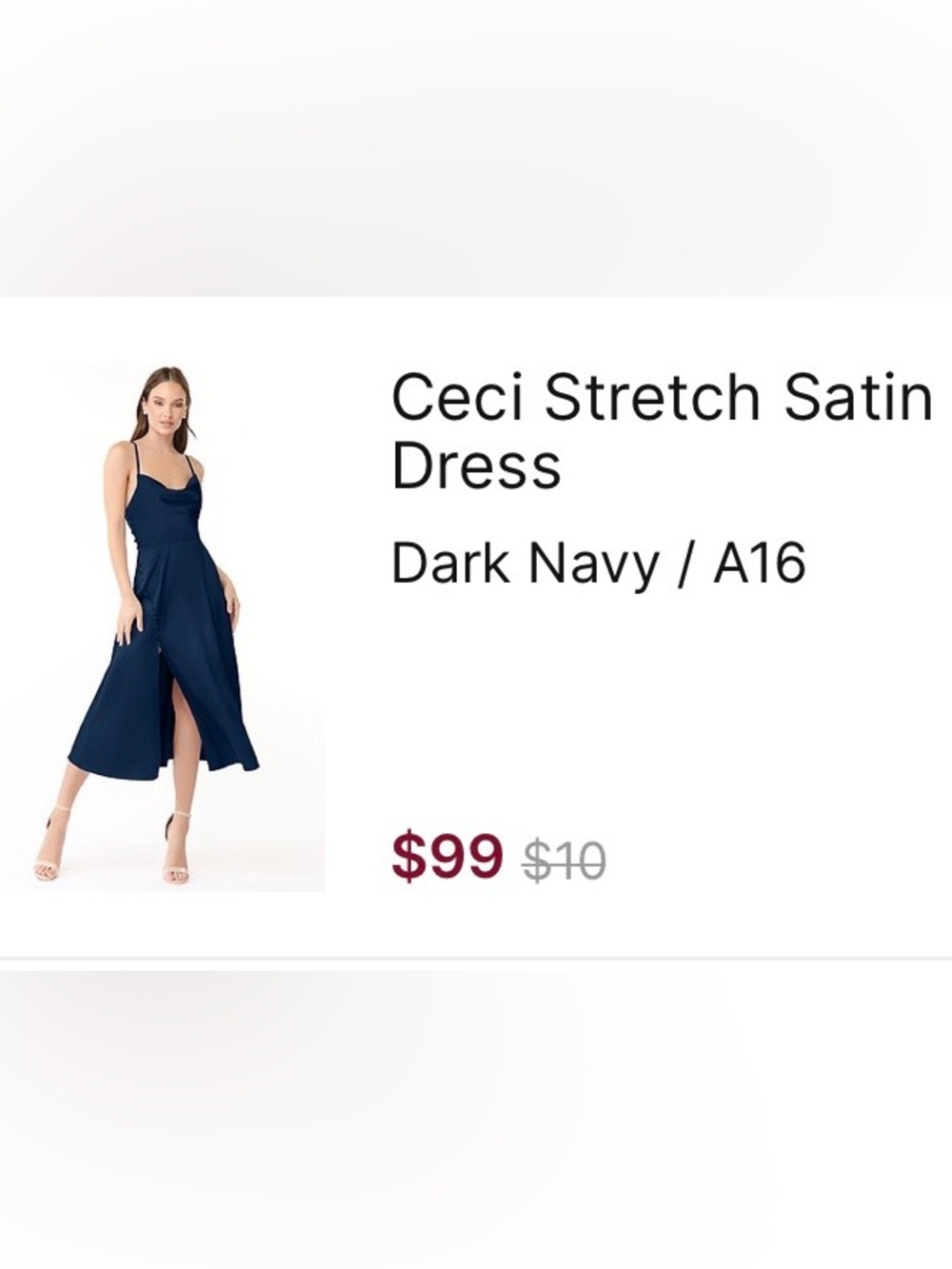 Azazie Ceci Stretch Satin Dress - Dark Navy